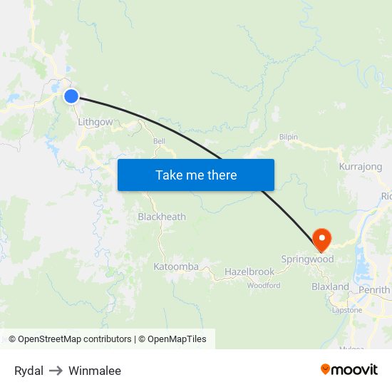 Rydal to Winmalee map