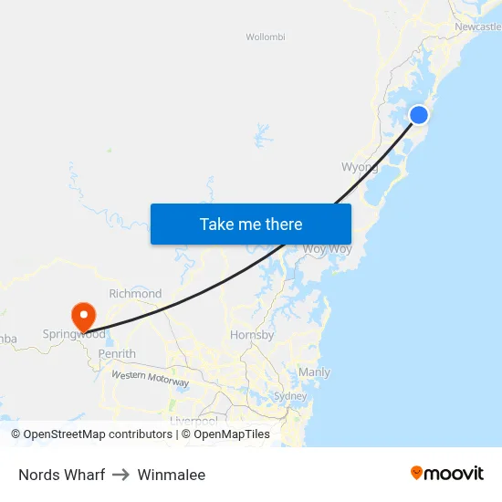 Nords Wharf to Winmalee map