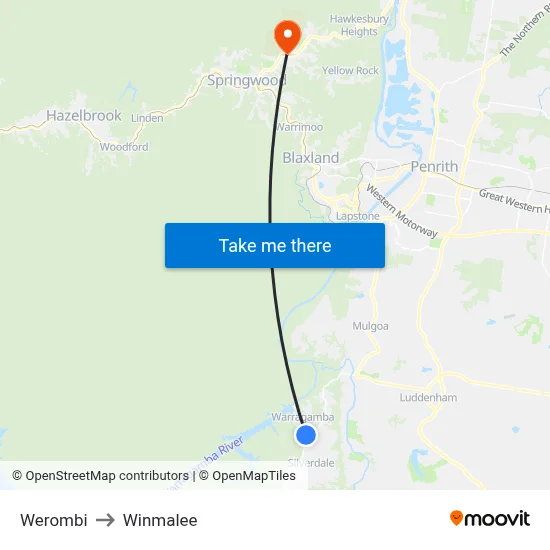 Werombi to Winmalee map