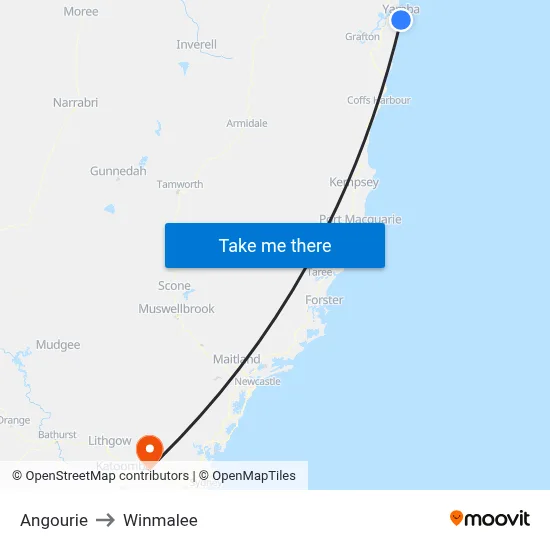 Angourie to Winmalee map