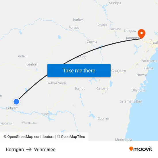 Berrigan to Winmalee map