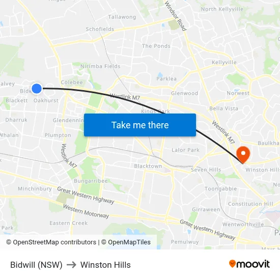 Bidwill (NSW) to Winston Hills map