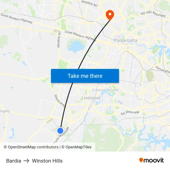 Bardia to Winston Hills map