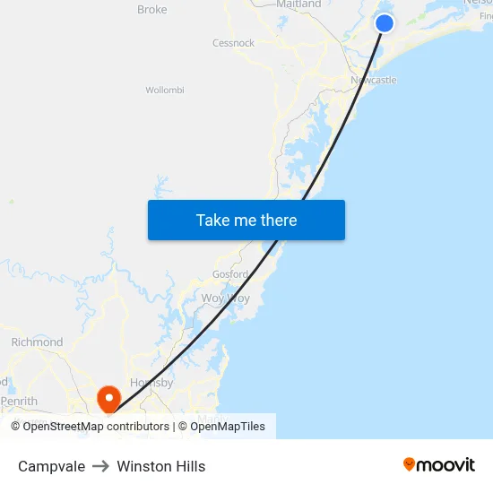 Campvale to Winston Hills map