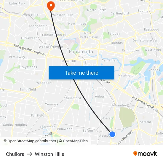 Chullora to Winston Hills map