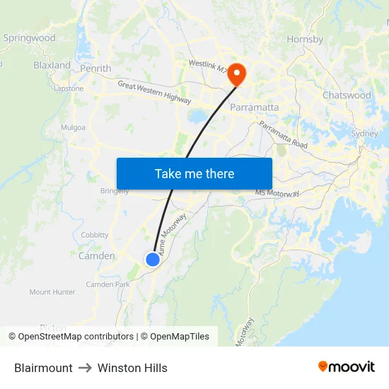 Blairmount to Winston Hills map