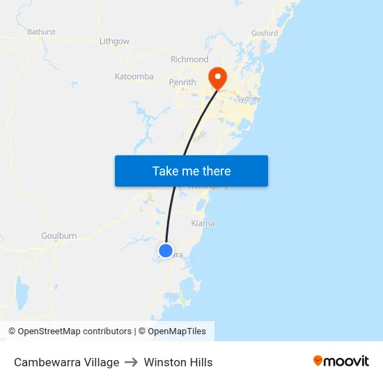 Cambewarra Village to Winston Hills map