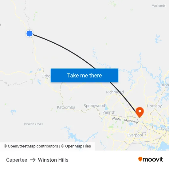 Capertee to Winston Hills map