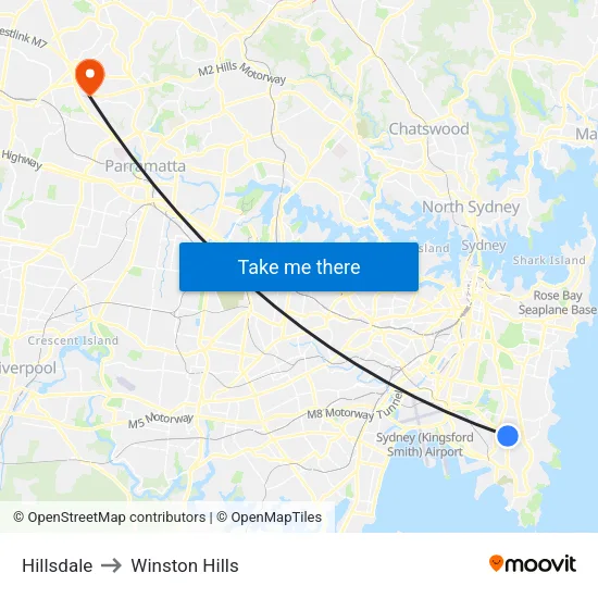 Hillsdale to Winston Hills map