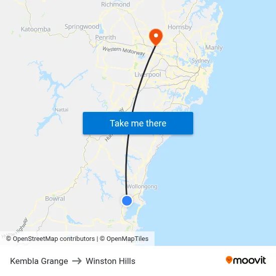 Kembla Grange to Winston Hills map