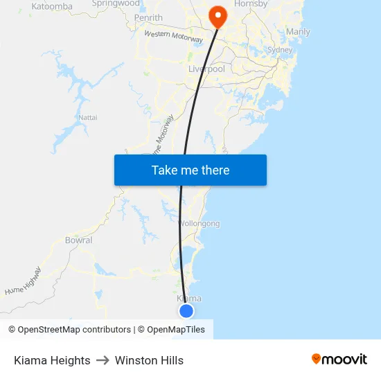 Kiama Heights to Winston Hills map