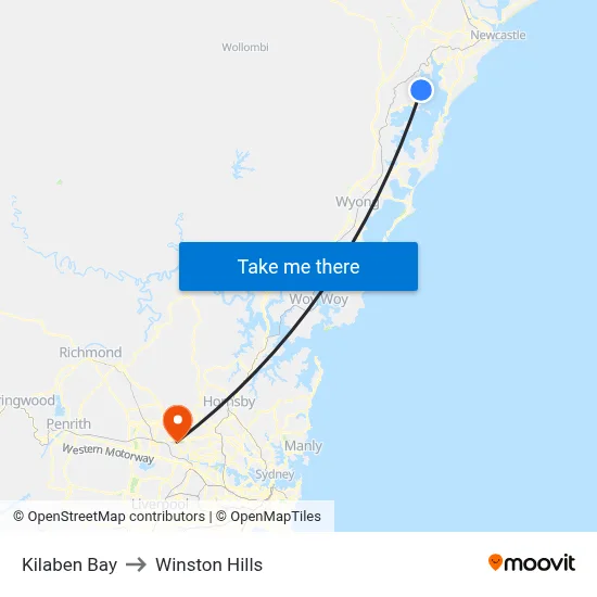 Kilaben Bay to Winston Hills map