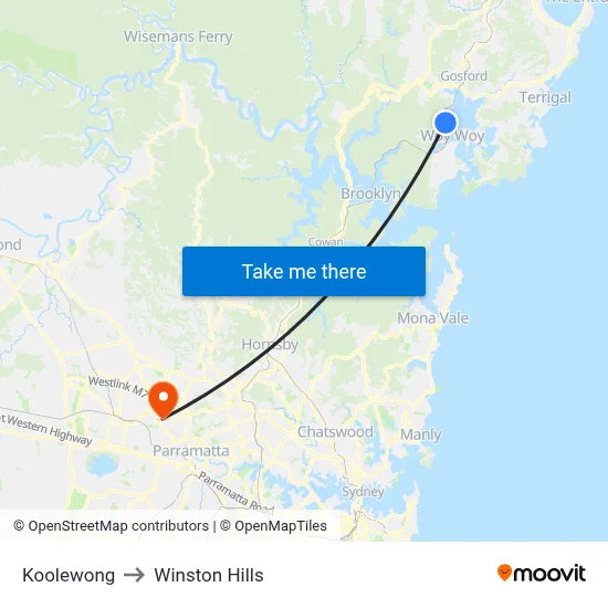 Koolewong to Winston Hills map