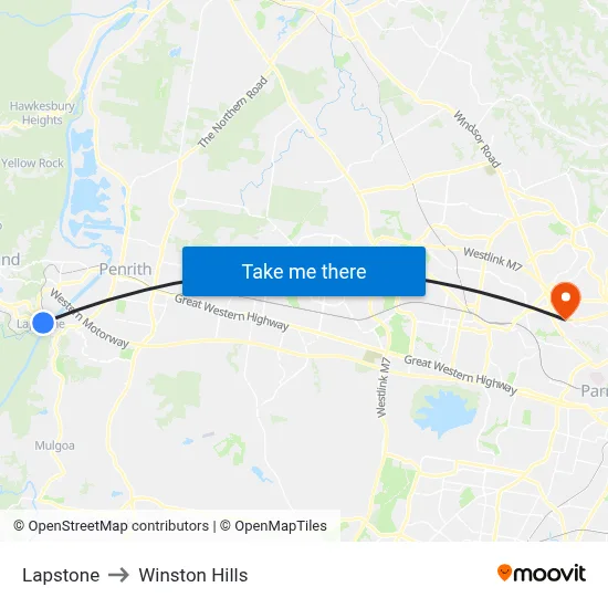 Lapstone to Winston Hills map