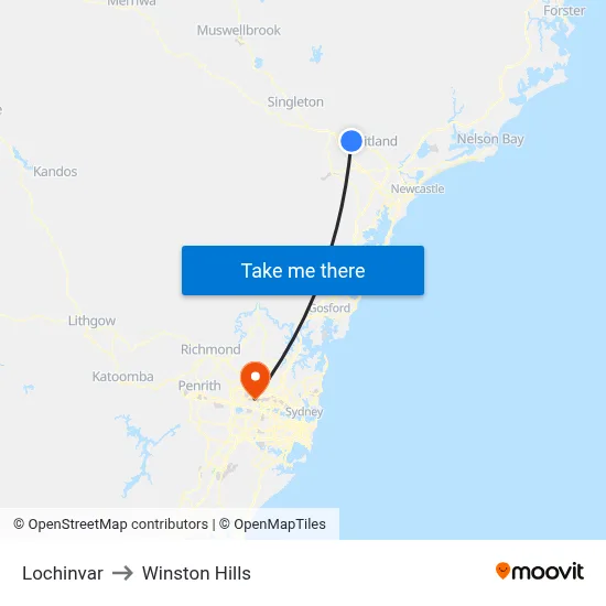 Lochinvar to Winston Hills map