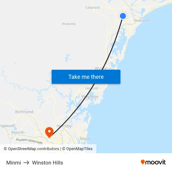 Minmi to Winston Hills map