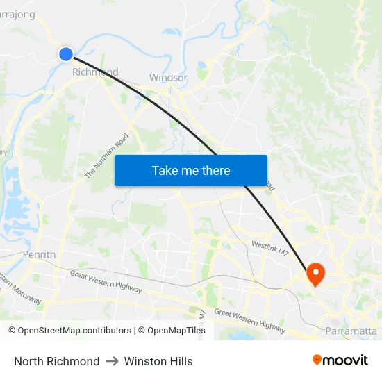 North Richmond to Winston Hills map