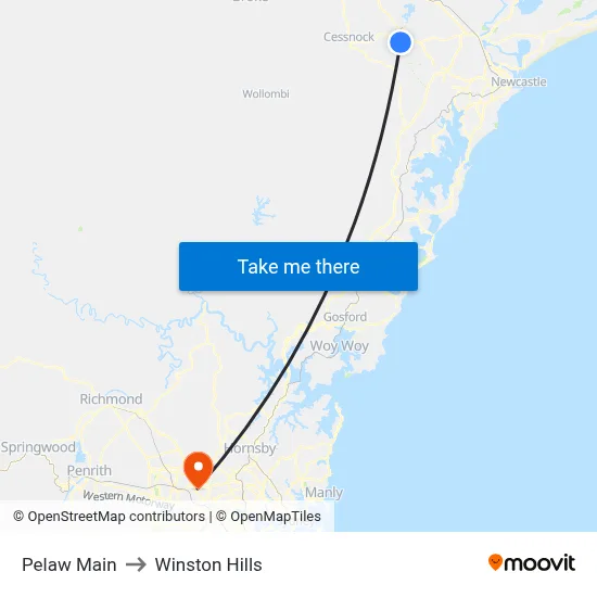 Pelaw Main to Winston Hills map