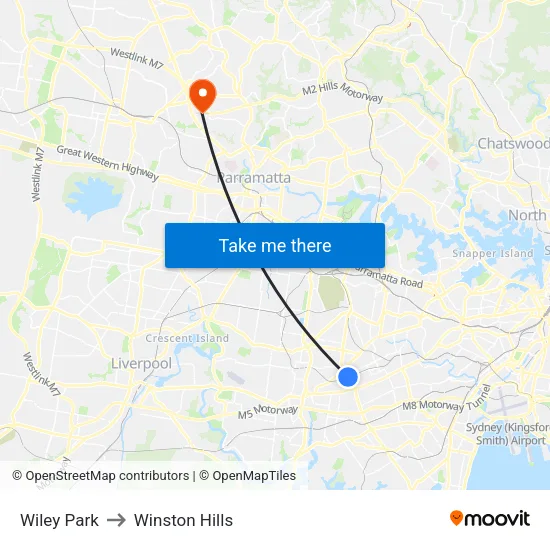 Wiley Park to Winston Hills map