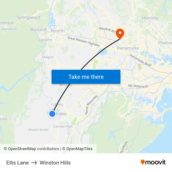 Ellis Lane to Winston Hills map