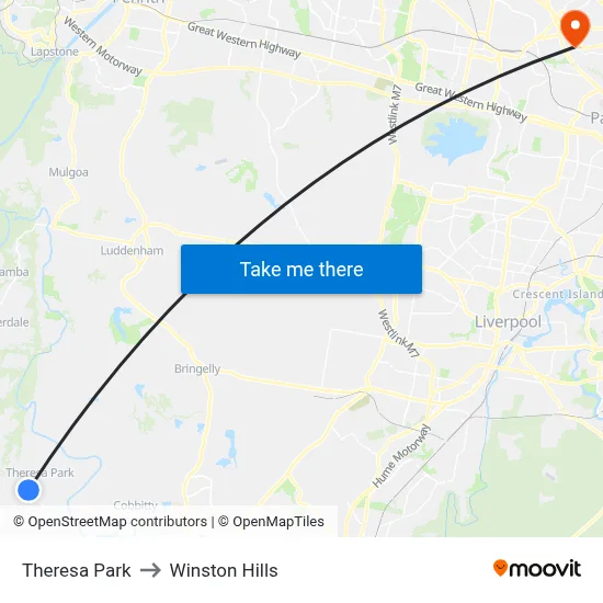 Theresa Park to Winston Hills map
