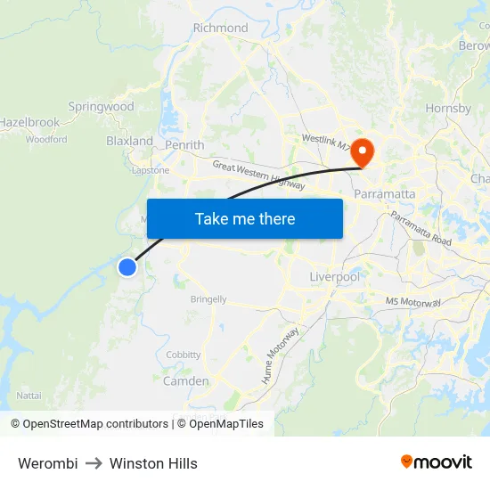 Werombi to Winston Hills map