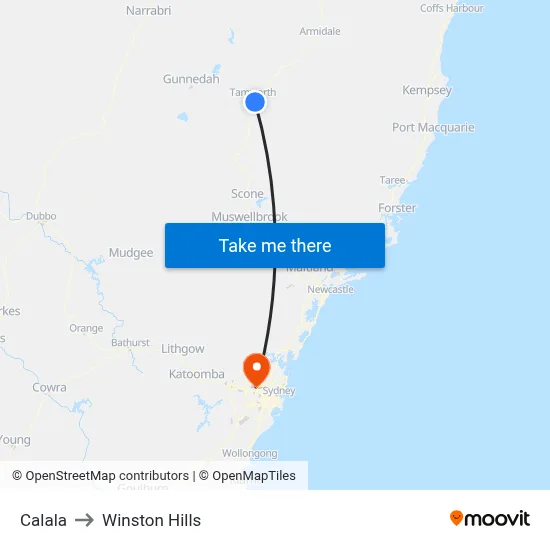 Calala to Winston Hills map