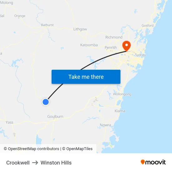 Crookwell to Winston Hills map