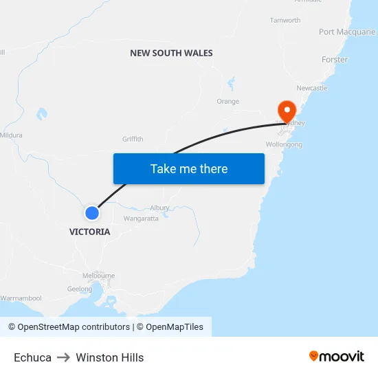 Echuca to Winston Hills map