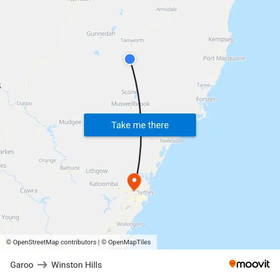 Garoo to Winston Hills map