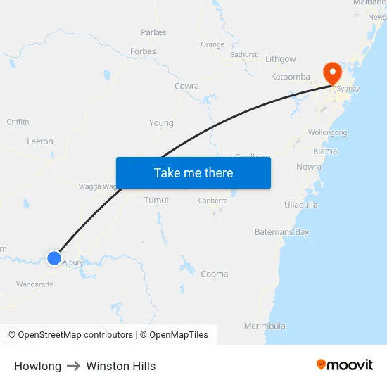 Howlong to Winston Hills map