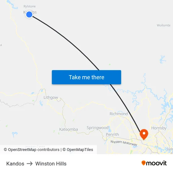 Kandos to Winston Hills map