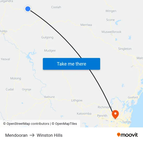 Mendooran to Winston Hills map
