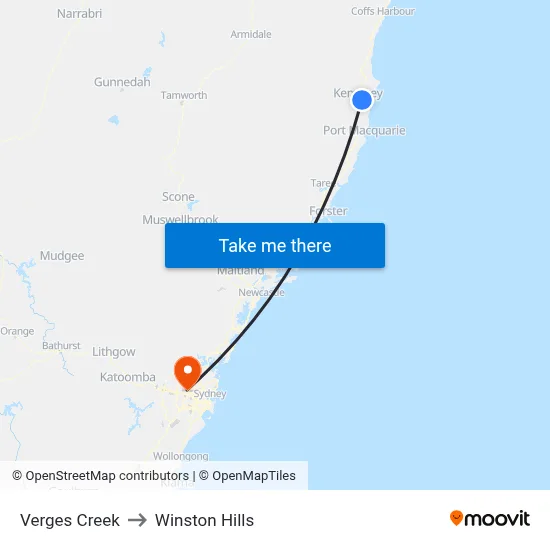 Verges Creek to Winston Hills map
