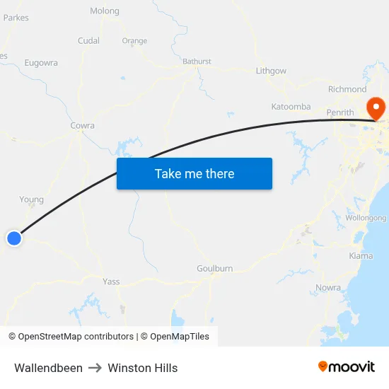 Wallendbeen to Winston Hills map