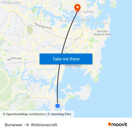 Burraneer to Wollstonecraft map