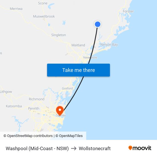 Washpool (Mid-Coast - NSW) to Wollstonecraft map