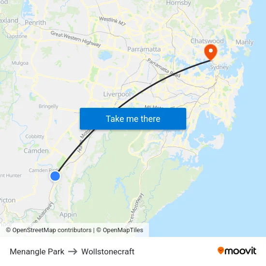 Menangle Park to Wollstonecraft map