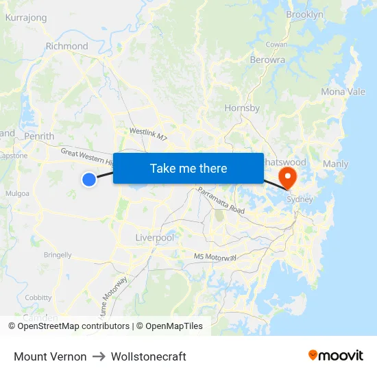 Mount Vernon to Wollstonecraft map