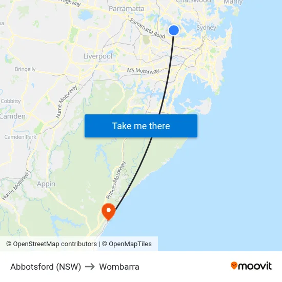 Abbotsford (NSW) to Wombarra map