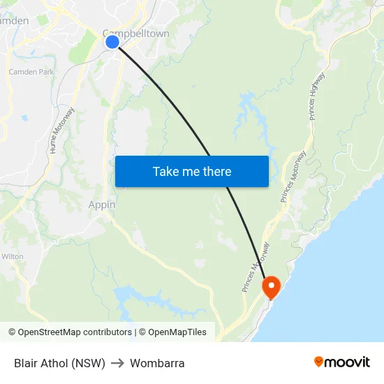 Blair Athol (NSW) to Wombarra map