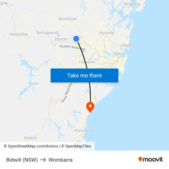 Bidwill (NSW) to Wombarra map