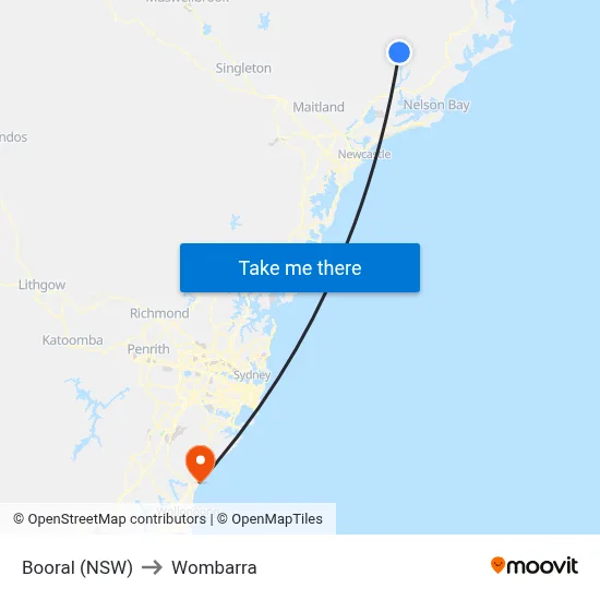 Booral (NSW) to Wombarra map