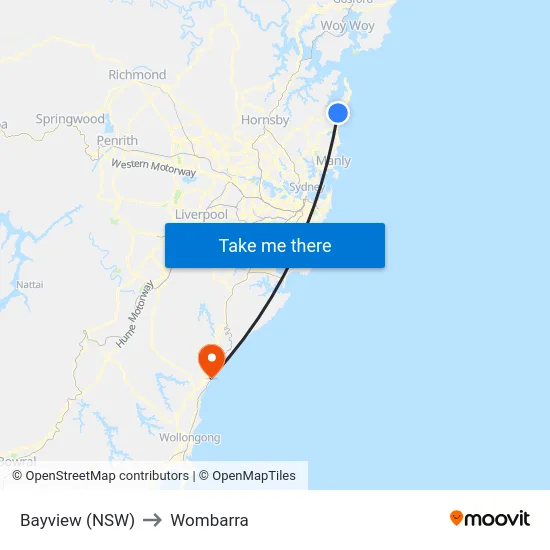 Bayview (NSW) to Wombarra map