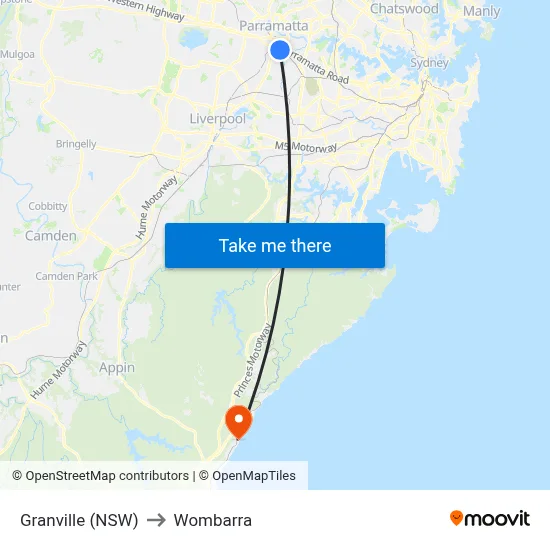 Granville (NSW) to Wombarra map