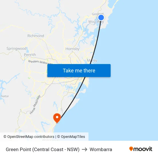 Green Point (Central Coast - NSW) to Wombarra map