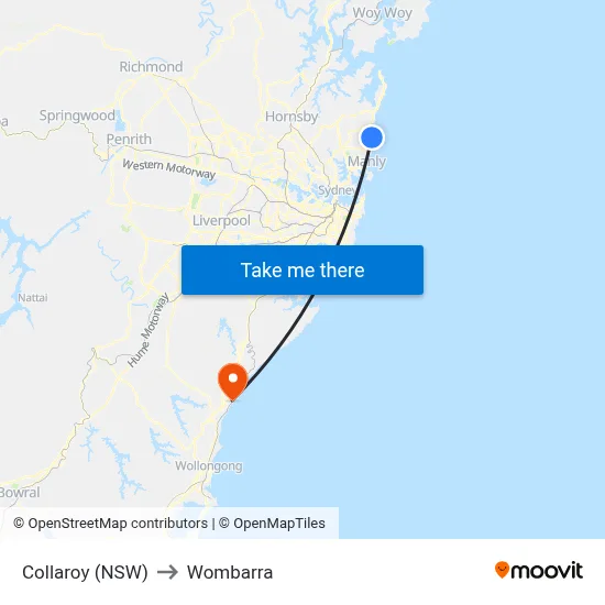 Collaroy (NSW) to Wombarra map