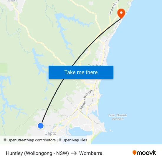 Huntley (Wollongong - NSW) to Wombarra map