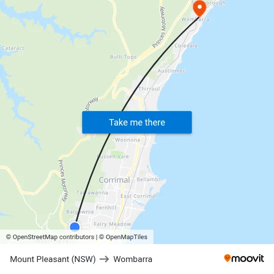 Mount Pleasant (NSW) to Wombarra map