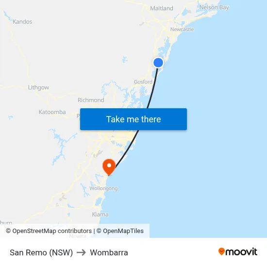 San Remo (NSW) to Wombarra map